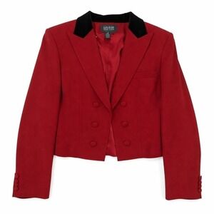 Lauren Ralph Lauren Double Breasted Velvet Collar Blazer Women's 16 Red